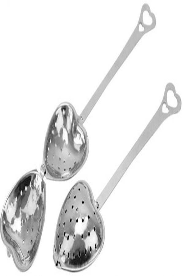 Generic - 2pcs Stainless Steel Tea Infuser Spoon Heart Shape Strainer Steeper Handle Shower Silver - Image 1