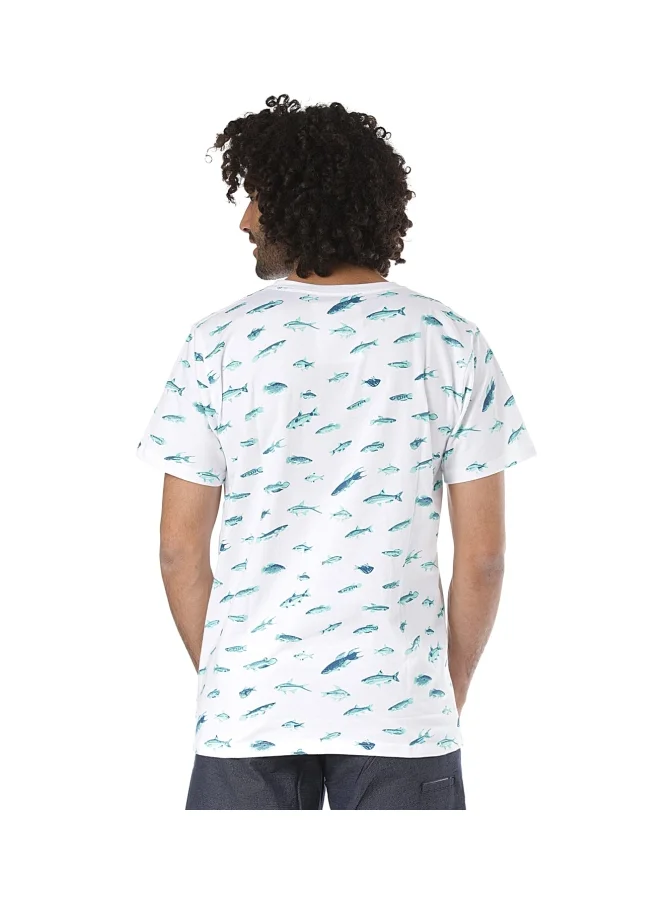 DEDICATED Small Fish T-Shirt White/Blue
