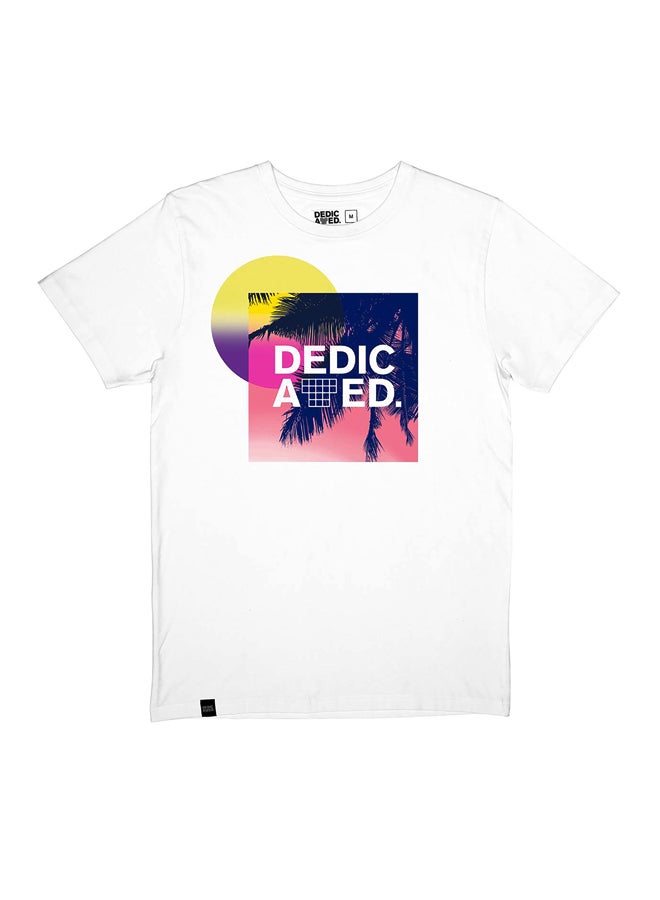 Dedicated Sun Palm T-Shirt White/Pink/Yellow - v1555499632/N23031096V_1