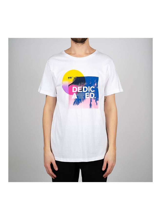 Dedicated Sun Palm T-Shirt White/Pink/Yellow - v1555499632/N23031096V_2