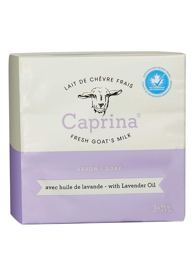 مجموعة تحوي 3 ألواح صابون بخلاصة حليب الماعز الطازج وزيت اللافندر، وزن 3.2 أوقية