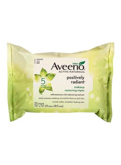 Aveeno Active Naturals Positively Radiant Makeup Removing Wipes 25 Ea (Pack Of 8) 