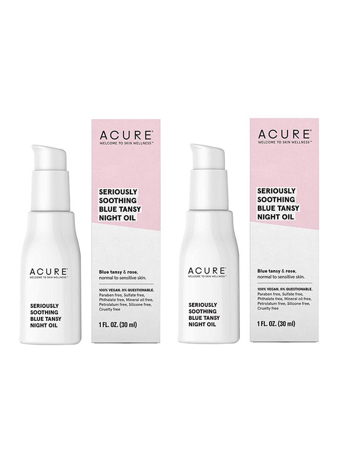 Acure Organics Seriously Soothing Blue Tansy Night Oil (Pack Of 2) With Blue Tansy And Jasmine For Normal To Sensitive Skin 1 Fl. Oz. 