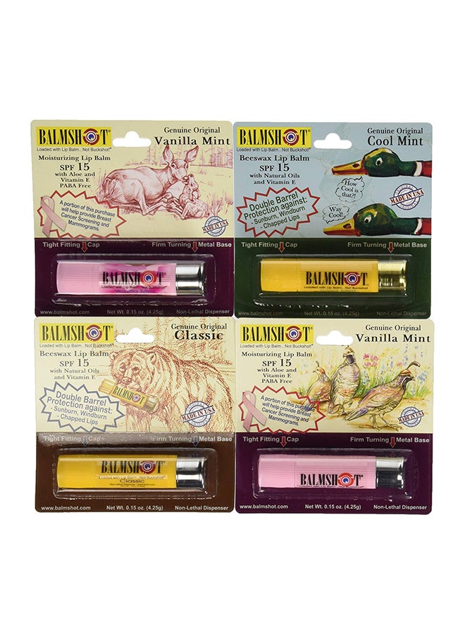 Balmshot Lip Balm Multipack Of Four (4) Balmshot Spf 15 Lip Balms