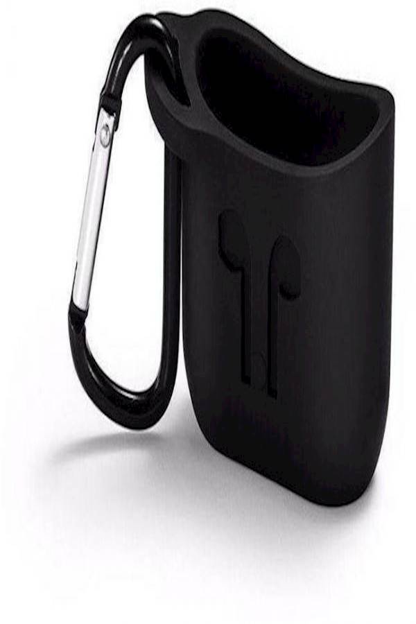 Silicone Protective Sleeve Case Cover For AirPods With Anti-Lost Hook Black  - Image 1