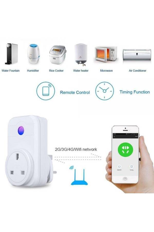 Generic - WiFi Smart Plug Outlet Switch Timer Power Socket UK Plug, Compatible with Wireless Smartphone App Remote Control, Turn On/Off Switch, LED Indicator for Home Appliances, Amazon Alexa Google Assistant IFTTT - Image 1