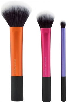 REAL TECHNIQUES Pack Of 3 Duo-Fiber Collection Brushes Black/Orange/Pink  - Image 2