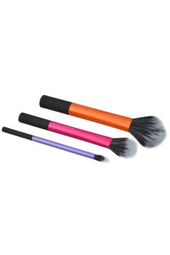REAL TECHNIQUES Pack Of 3 Duo-Fiber Collection Brushes Black/Orange/Pink  - Image 3