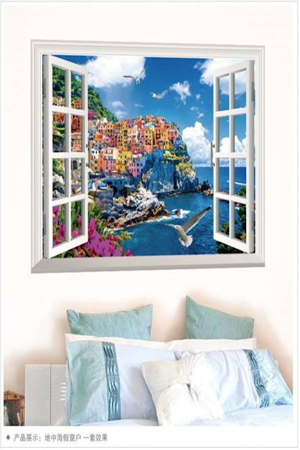 3D Mediterranean Scenery Wall Sticker Multi Color - Image 2
