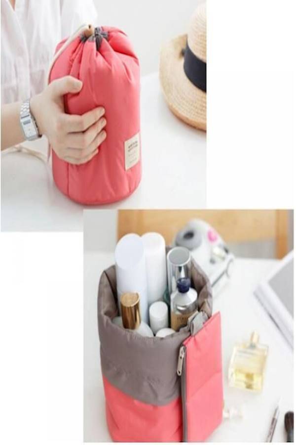 Travel Waterproof Cosmetic Bags Makeup Bag Travel Barrel Cases Kit Organizer Bathroom Storage Carry Case Toiletry Bags Multifunctional Bucket Toiletry Bag Polyester - Image 3