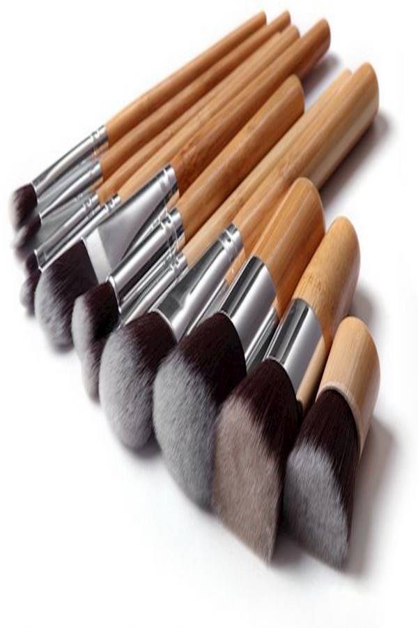 Generic - 11pcs Bamboo professional Cosmetic Makeup Brushes Set Brush Make up Tool Kit Case - Image 1