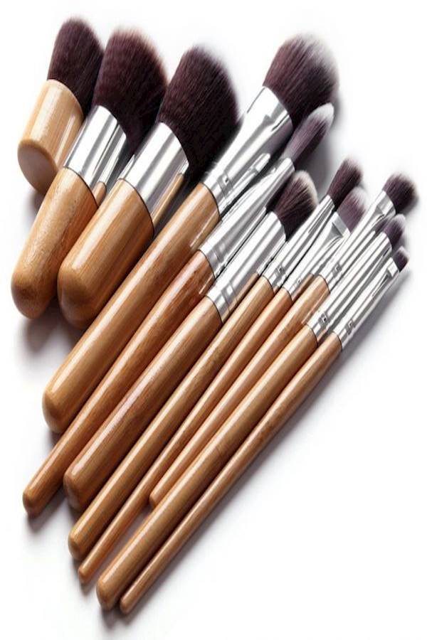 Generic - 11pcs Bamboo professional Cosmetic Makeup Brushes Set Brush Make up Tool Kit Case - Image 1