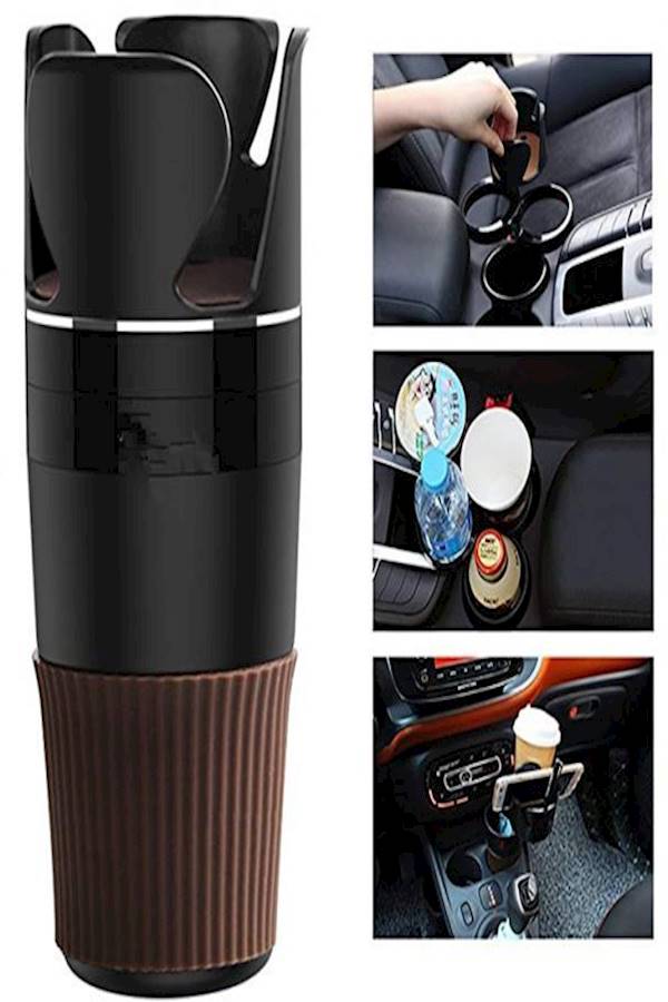 Car Cup Holder 5 in 1 Multi-Functional Holds Mugs Organizer , Black - Image 5
