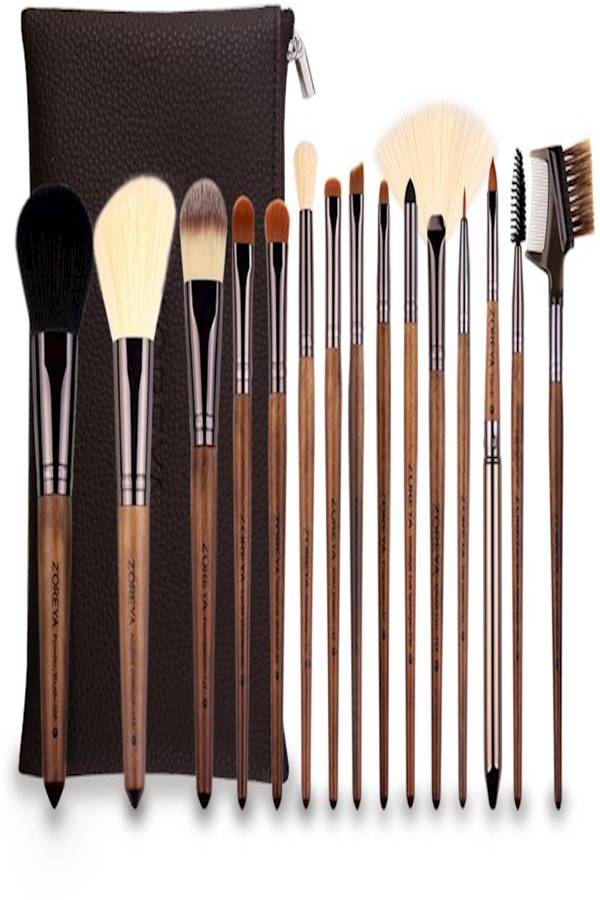 زوريا مجموعة فرش مستحضرات تجميل عالية الجودة مصنوعة من الشعر الاصطناعي لوضع ظلال العيون وكريم الأساس من 15 قطعة