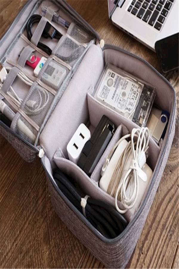 Universal Cable Organizer Bag for Travel Grey - Image 2