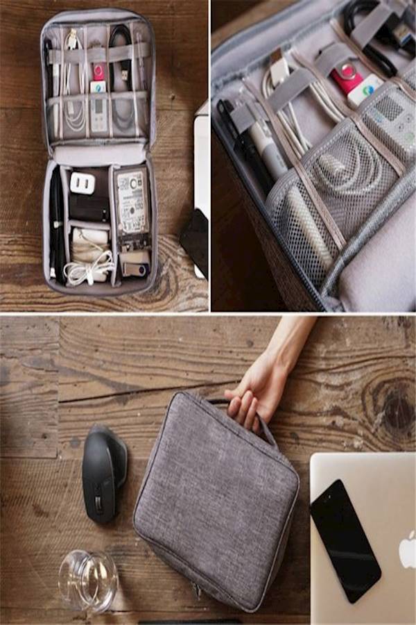 Universal Cable Organizer Bag for Travel Grey - Image 4