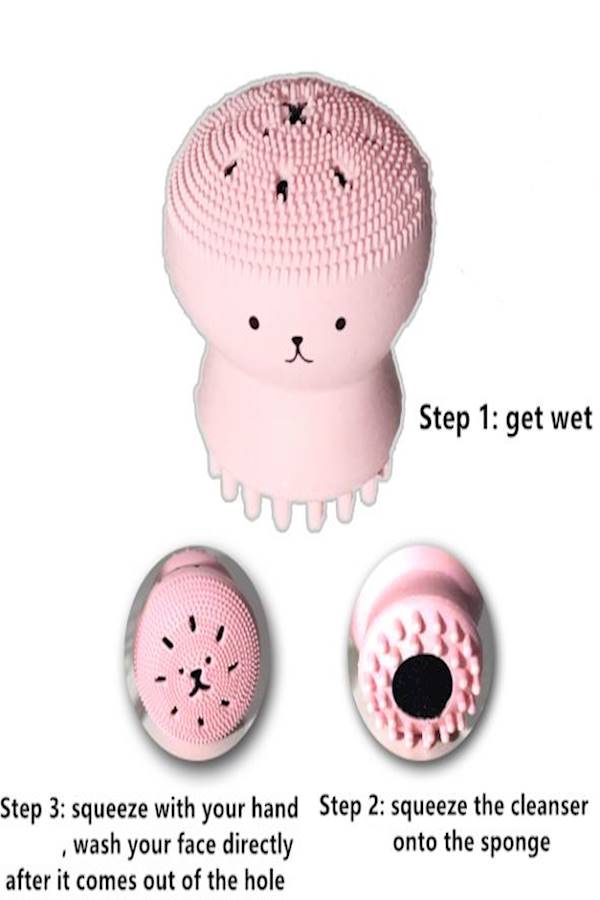 Exfoliating Jellyfish Silicone Brush Pink - Image 3