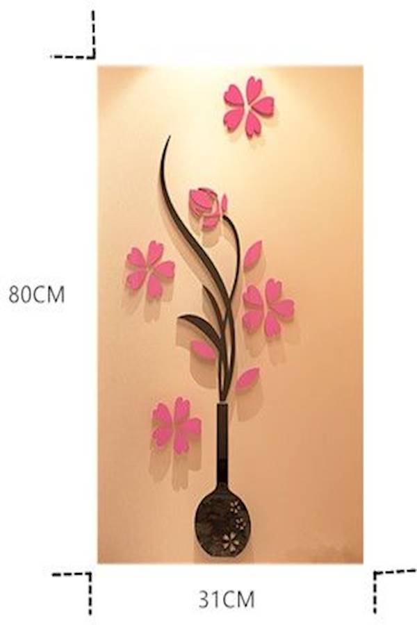 3D Wall Sticker Acrylic DIY Vase Flower Tree Crystal Acrylic Wall Stickers Decal Home Decor Wall Decorations Living Room Window-Es - Image 2