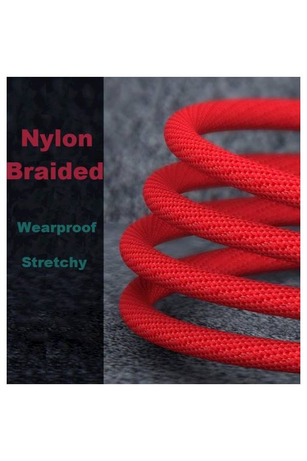 Right Angle Nylon USB Charging Syncing Cord For iPhone X/8/7/6/5/iPad/iPod Red - Image 4