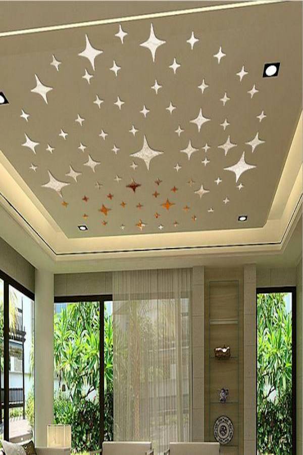 50-Piece 3D Acrylic Mirror Wall Sticker Set Multicolour - Image 1