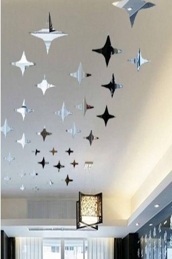 50-Piece 3D Acrylic Mirror Wall Sticker Set Multicolour - Image 3