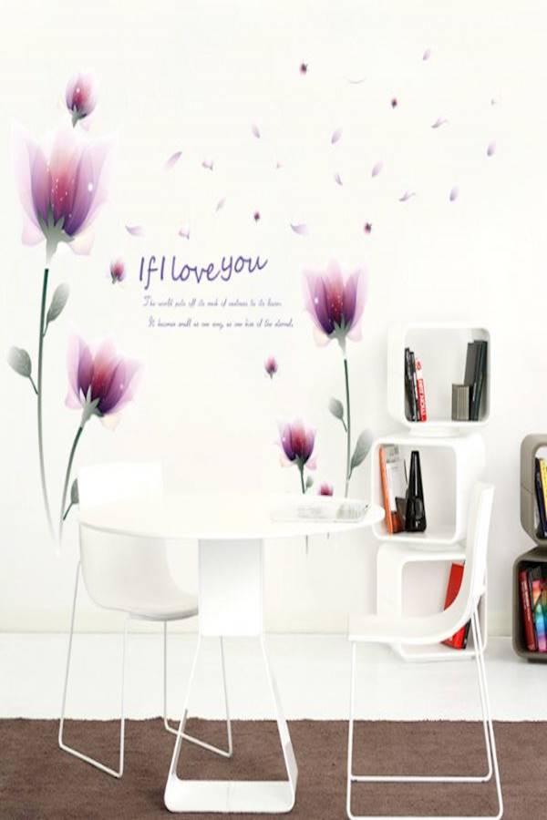 Romantic Bloom Flower Petal Wall Stickers Multicolour