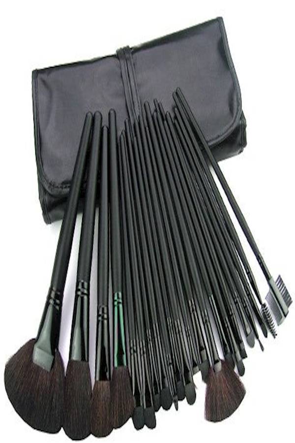 Generic 24Pcs Brush Professional Makeup Eyebrow Shadow Cosmetic Brush Set Kit Case With Pouch (black) 