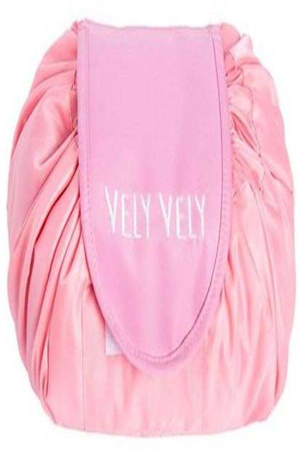 فيلي فيلي حقيبة لتنظيم الماكياج وأدوات الزينة والمجوهرات مزودة بسحاب إغلاق ورباط بلون أحمر