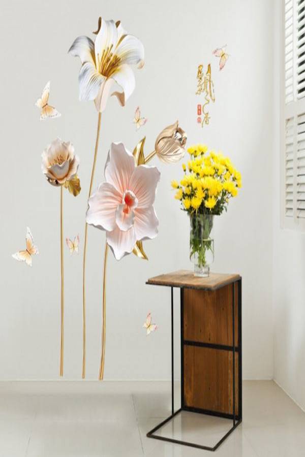 Chinese Style Floral Printed Wall Stickers Multicolour - Image 2