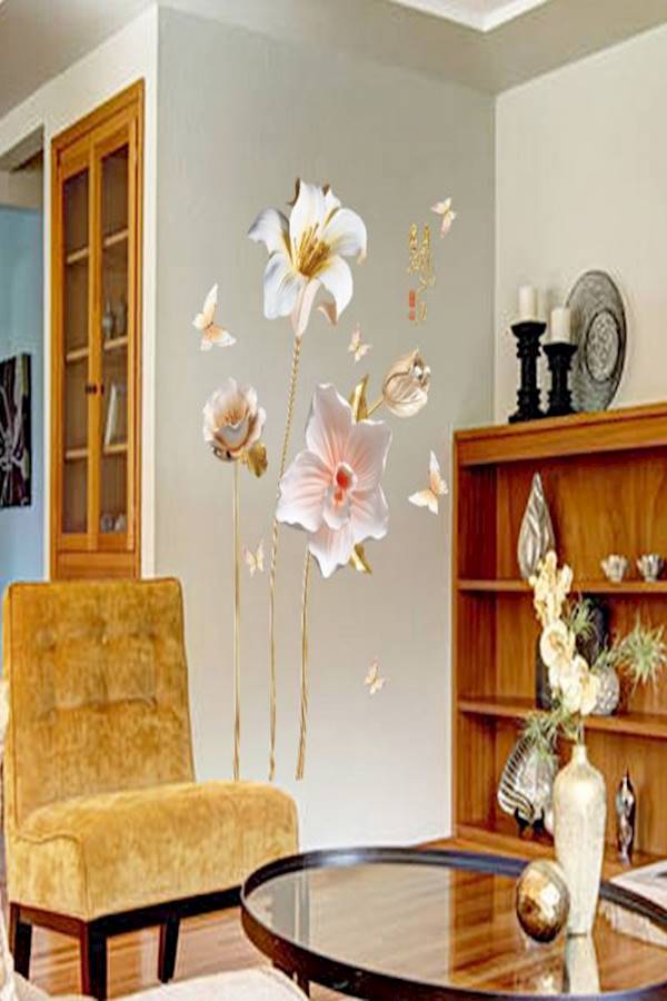 Chinese Style Floral Printed Wall Stickers Multicolour - Image 3