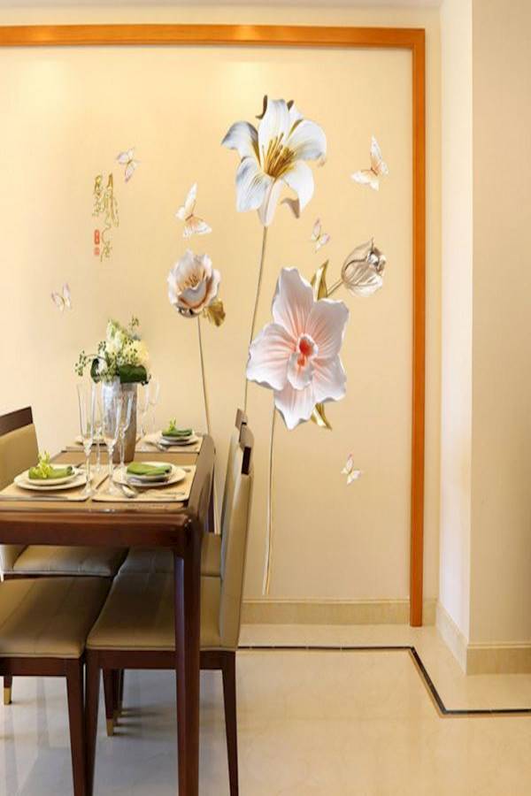 Chinese Style Floral Printed Wall Stickers Multicolour - Image 4