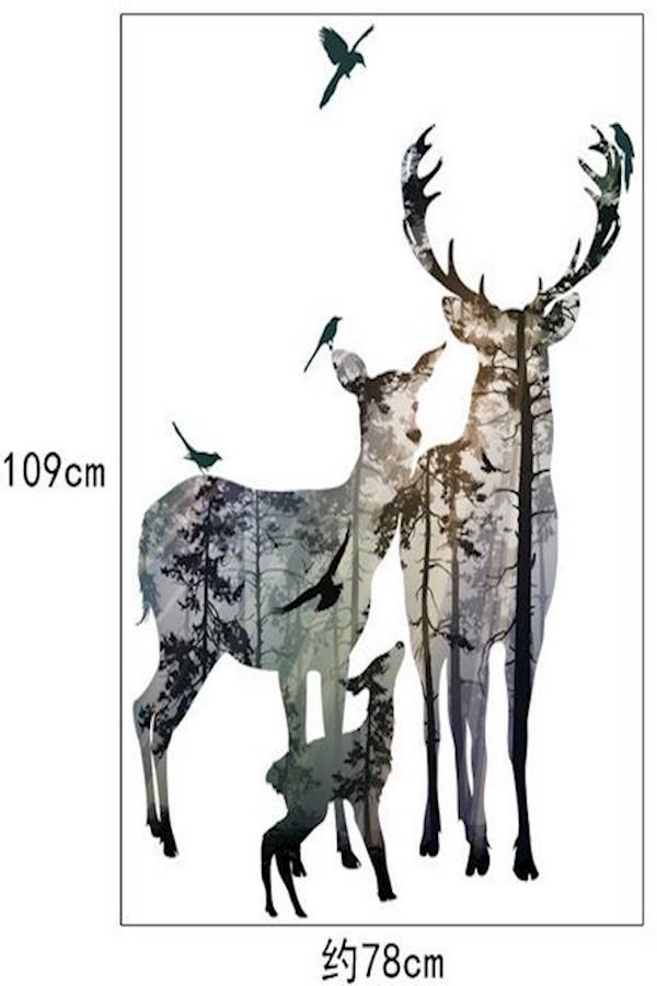 Modern Nordic Style Moose Forest Silhouette Wall Stickers PVC - Image 2