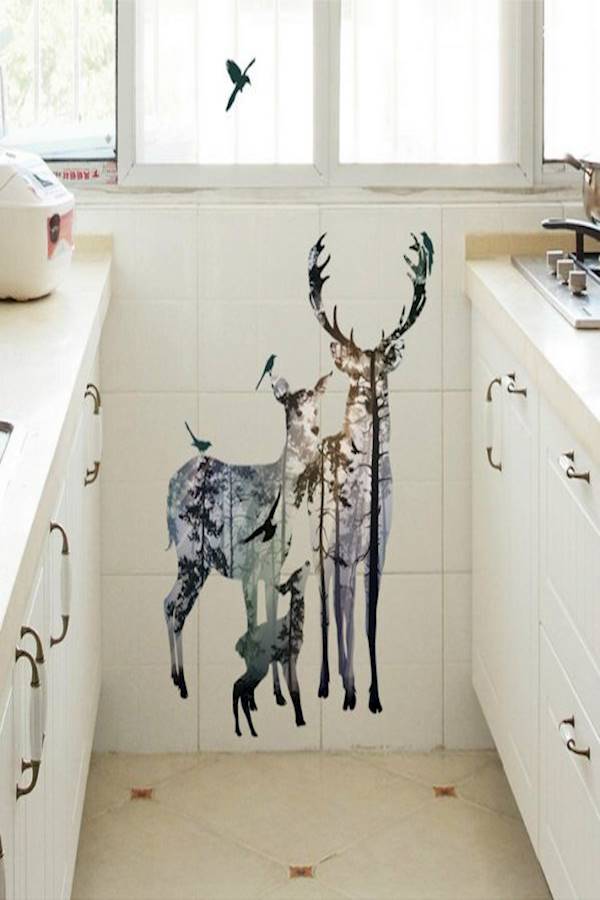 Modern Nordic Style Moose Forest Silhouette Wall Stickers PVC - Image 4