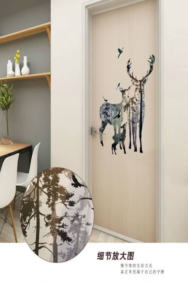 Modern Nordic Style Moose Forest Silhouette Wall Stickers PVC - Image 3