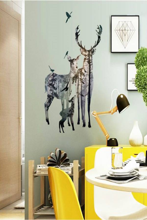 Modern Nordic Style Moose Forest Silhouette Wall Stickers PVC - Image 5
