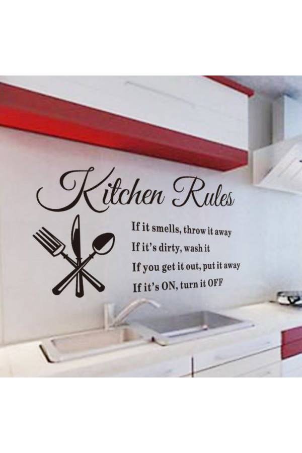 DIY Kitchen Rules Wall Sticker Black  - Image 1