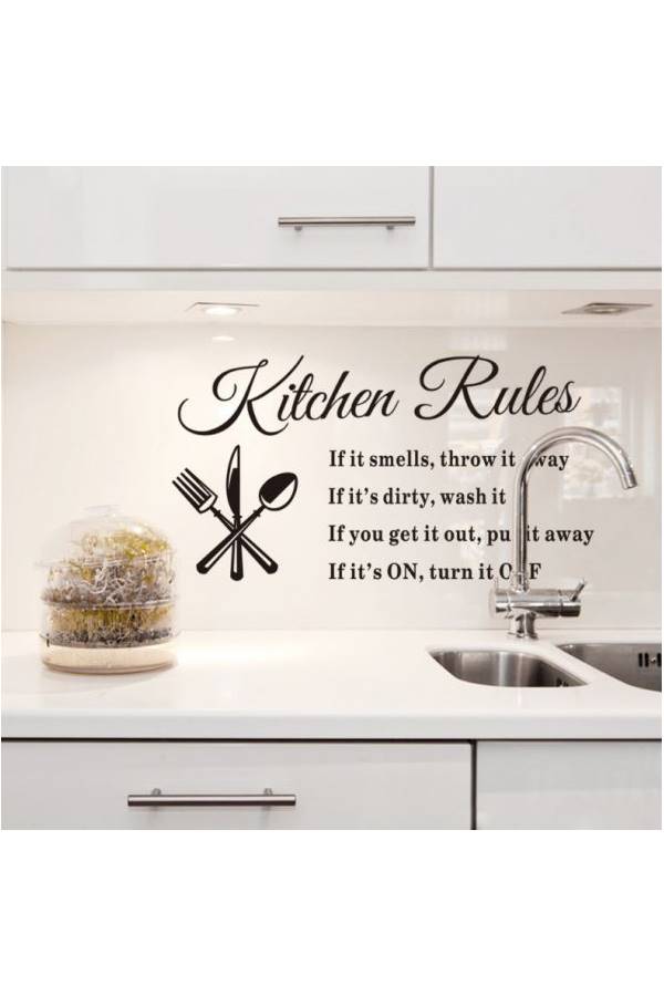 DIY Kitchen Rules Wall Sticker Black  - Image 2