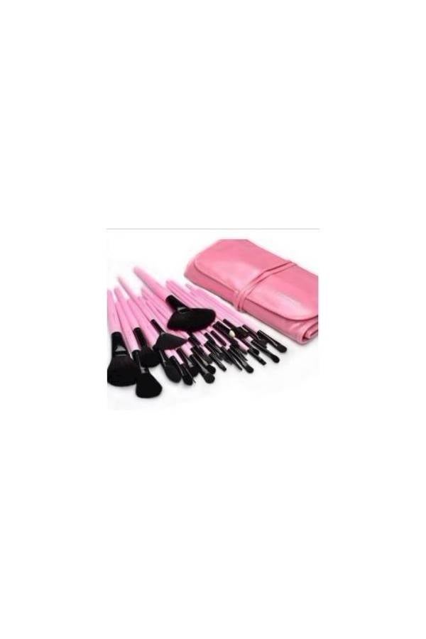 32 pcs  Cosmetic Facial Make up Brush Kit Makeup Brushes Tools Set  Leather Case Pink - Image 1