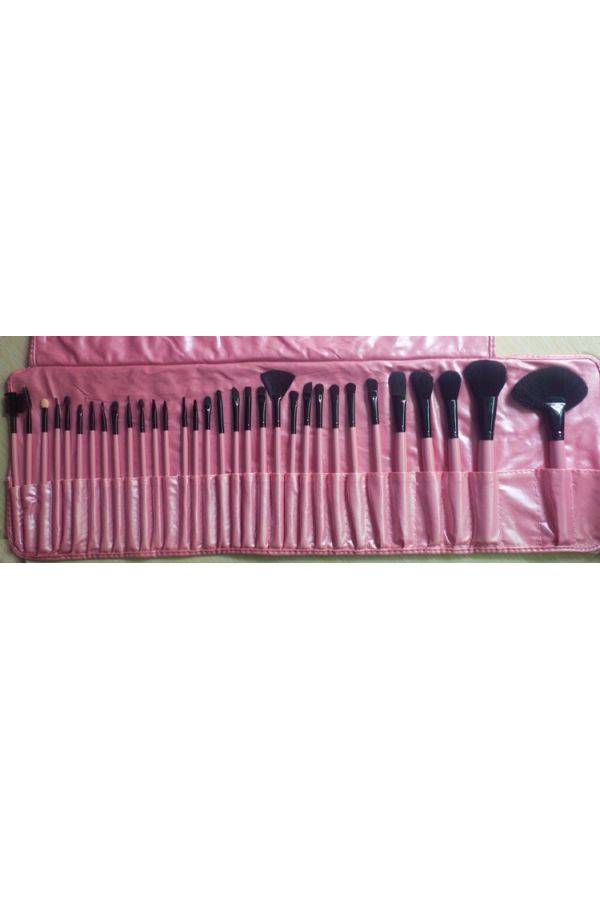 32 pcs  Cosmetic Facial Make up Brush Kit Makeup Brushes Tools Set  Leather Case Pink - Image 3