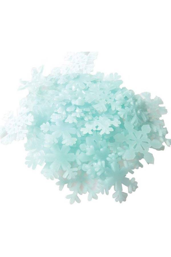 200-Piece 3D Luminous Fluorescent Snowflake Wall Stickers Multicolour - Image 1