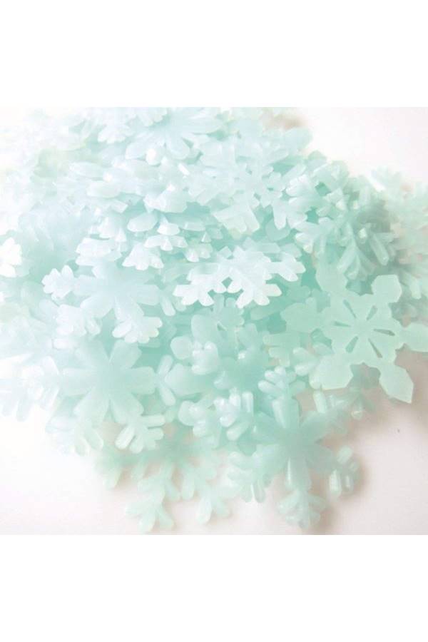 200-Piece 3D Luminous Fluorescent Snowflake Wall Stickers Multicolour - Image 3