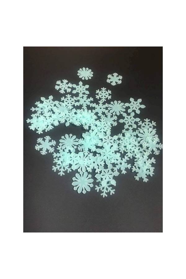 200-Piece 3D Luminous Fluorescent Snowflake Wall Stickers Multicolour - Image 4