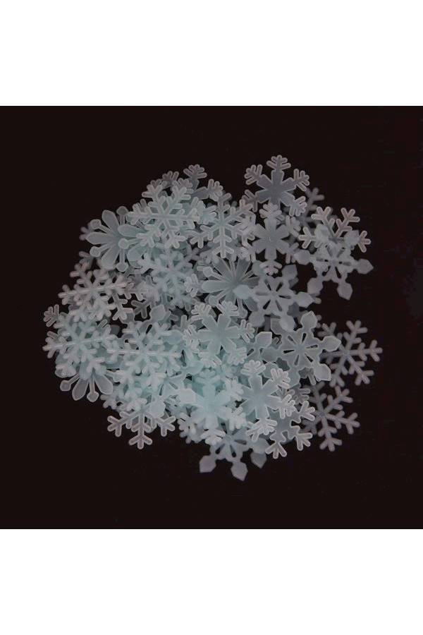 200-Piece 3D Luminous Fluorescent Snowflake Wall Stickers Multicolour - Image 5