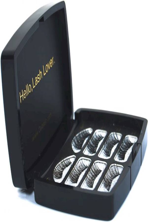 أولا مجموعة رموش اصطناعية مغناطيسية مكونة من 8 قطع بحجم كامل لمظهر طبيعي (مغناطيسية على الجانبين)