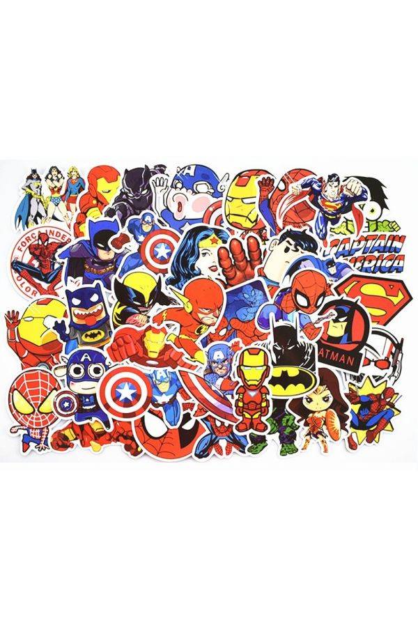 Generic 50-Piece PVC Car Styling Super Hero Sticker Set 