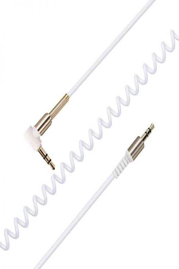 L Shaped Angle Car Audio Headphone Jack Cable White  - Image 2
