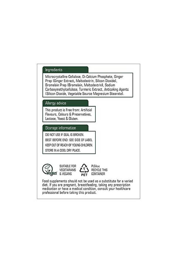 Natures Aid Ginger, Turmeric And Bromelain Formula-60 Tablets - Image 3
