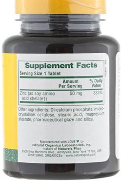 Nature's Plus Amino Acid Chelate Zinc Dietary Supplement 50 mg - 90 Tablets  - Image 2