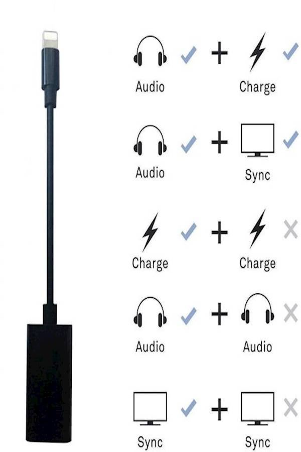 Generic - Dual Splitter Lightning Cable Adapter Black - Image 1
