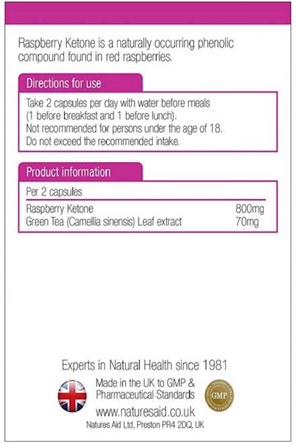 Natures Aid Raspberry Ketones Advance - 60 Capsules - Image 3